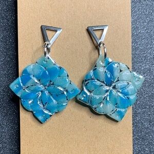 Blue and Silver Geometric Earrings